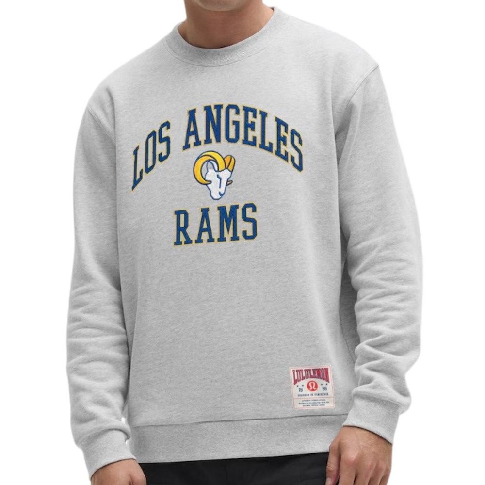 Lululemon LA Rams Steady State Crew Mens XXL Heather Silver Drop Sweatshirt NEW
